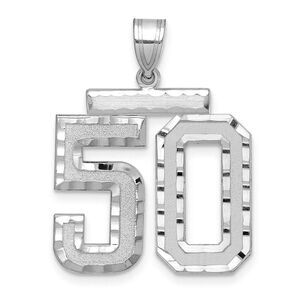 14k White Gold, Varsity Collection, Large D/C Pendant, Number 50
